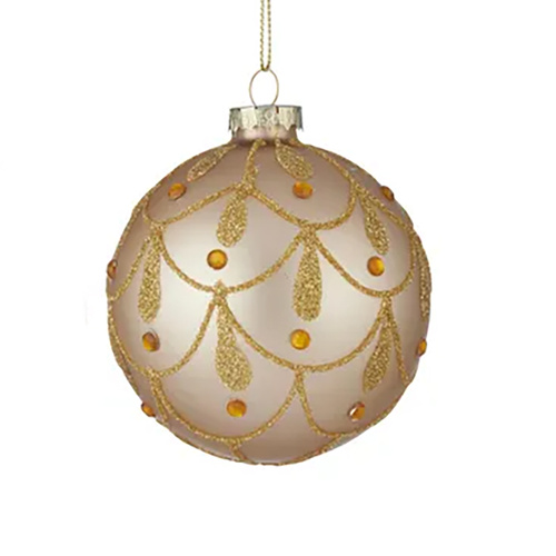 Embellished Matt Gold Glass Christmas Decoration