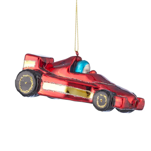 Racing Car Glass Hanging Christmas Tree Ornament