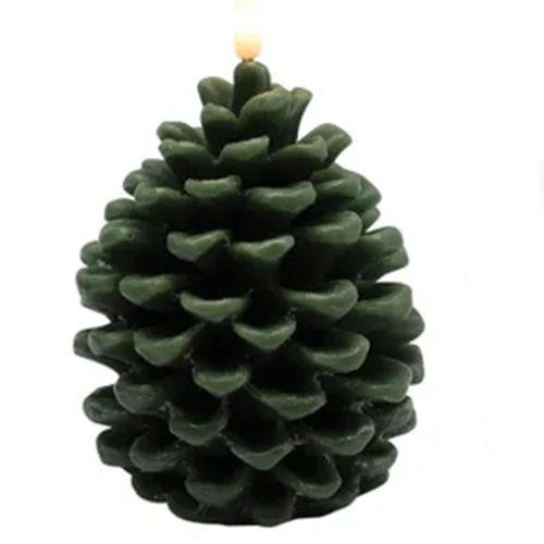 LED Green PInecone  Parraffin  Candle  11cm