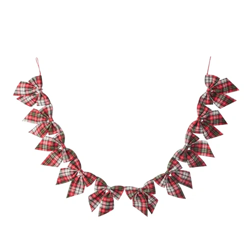 Festive Plaid Bow Garland 180cm