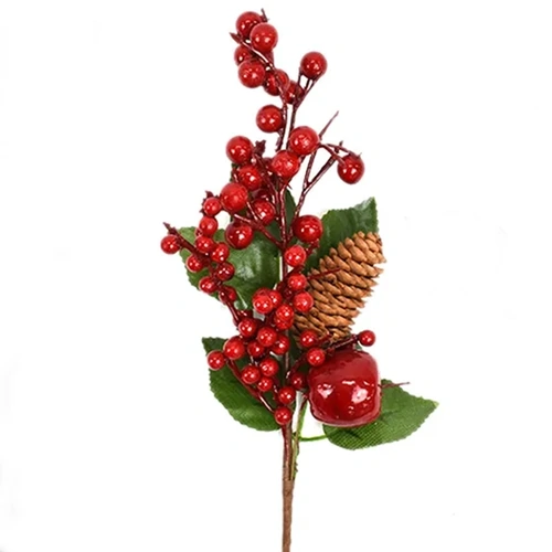 Small Red Apple Christmas Pick 25cm