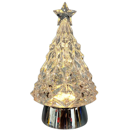 Silver LED Christmas Tree Water Globe