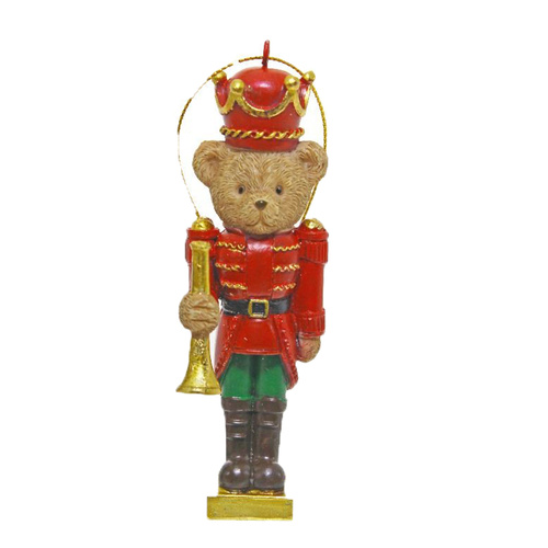 Red Coat Bear Nutcracker Hanging Christmas Decoration 14cm
