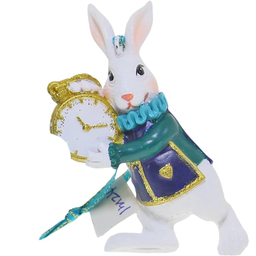 Hanging White Rabbit with Clock Christmas Decoration 8 cm