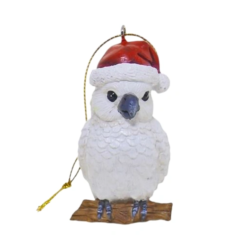 Cockatoo Resin Christmas Decoration  6cm