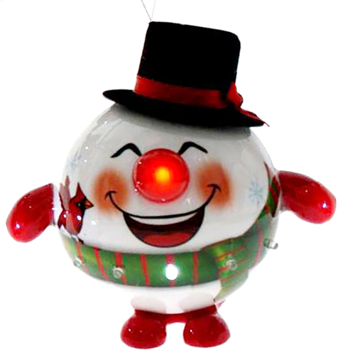 LED  Snowman with Green Scarf Hanging Decoration