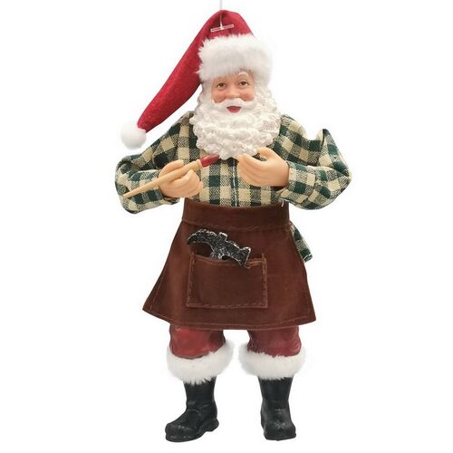 Classic Santa with Paintbrush hanging ornament 16cm