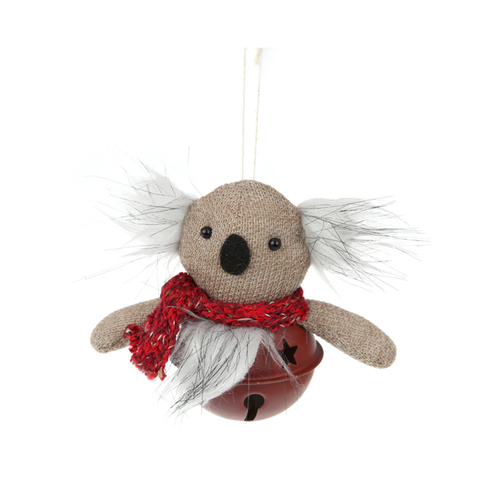 Fabric Koala on Red Bell 11cm
