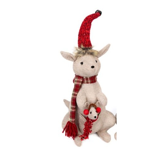 Fabric Fauna Standing Kangaroo Female Red