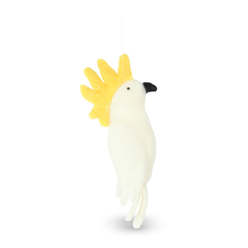Woollen Hanging Cockatoo Yellow 15cm