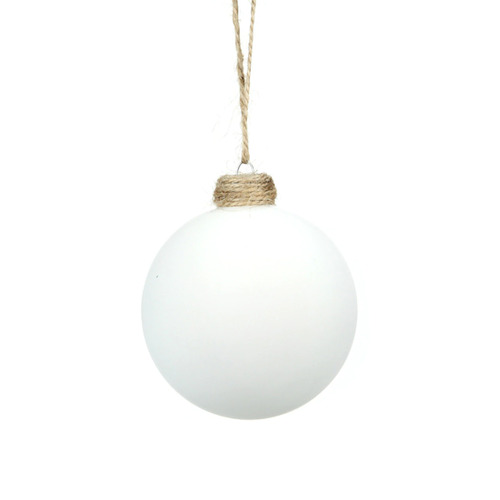 Matte White Glass Bauble 8cm
