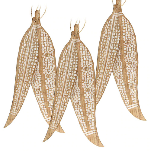Paper Hanging Gum Leaf 6pk 15cm