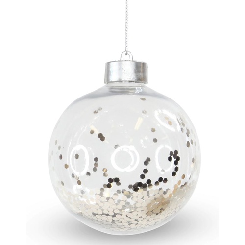 Champagne Glitter Fill Bauble 10cm 