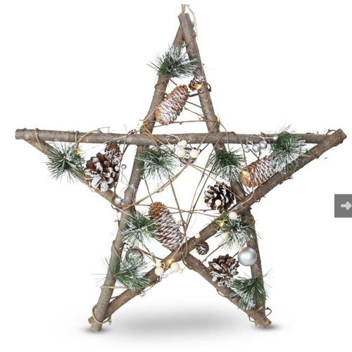 Snow Dusted Spruce Conifer 10 LED Star 48cm