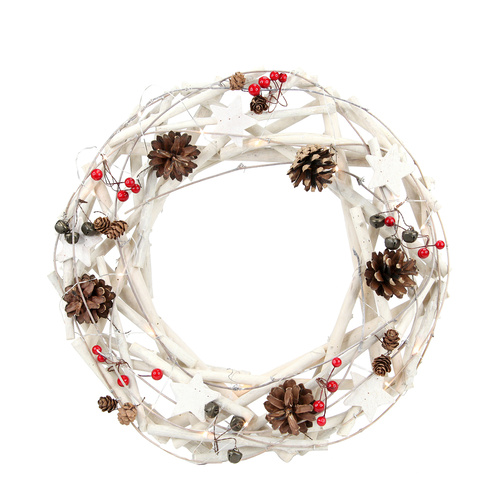 Timber Wreath Alpine Crimson Berry with 20LED