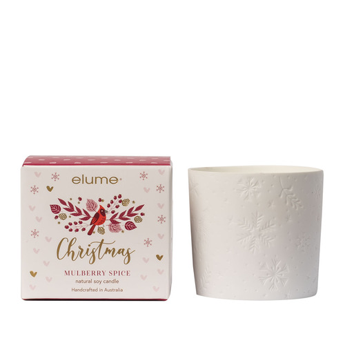 Elegant Mulberry Spice Scented Soy Candle in Porcelain Pot
