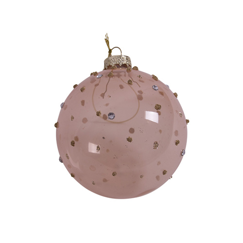 Amber Dot Glass Bauble 8cm