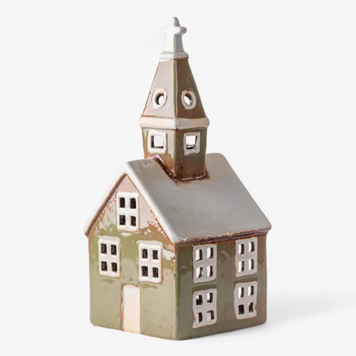 Alsace Olive Church Ceramic Tea Light