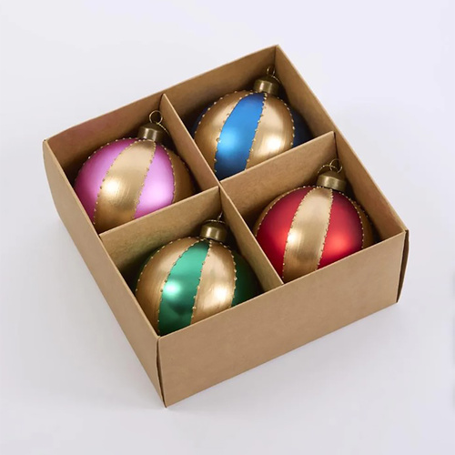 Carnival Glass Christmas  Baubles 10cm 4pk