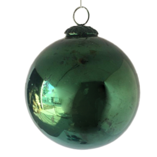 Vintage Green Glass Bauble 12cm