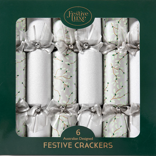 Festive Mistletoe Christmas Crackers 6pk