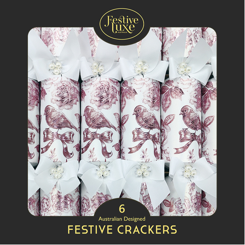 Gilded  Bird Christmas Crackers 6pk