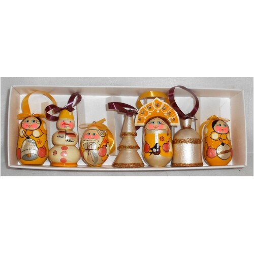 Gold Glitter Russian Christmas Decoration Set 7 pc
