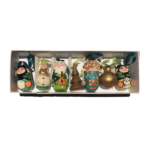 Green Russian XMAS Decoration Set 7 pc