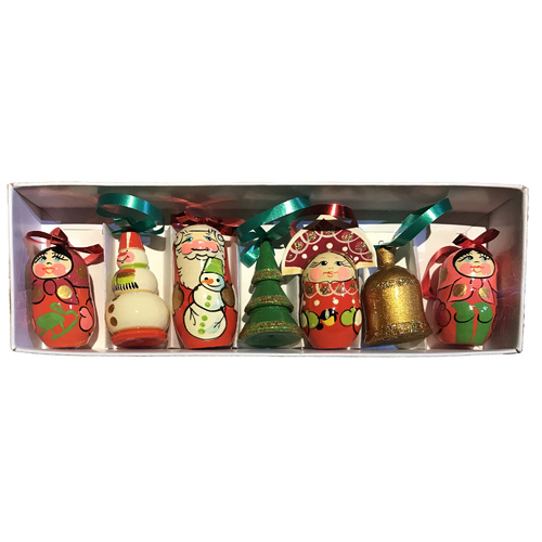 Mixed Hanging Decorations  Red Green Gold  7pc