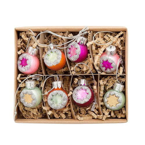 Vintage  3cm Glass Ornaments  8pc