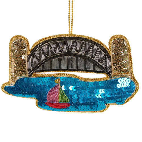 Sequin Sydney Harbour Bridge Hanging Christmas Decoration