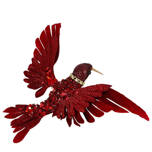 Phoenix Glitter Hummingbird Burgundy 17.5cm
