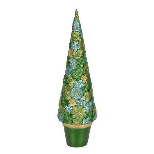 Floral Potted Cone Tree 37cm