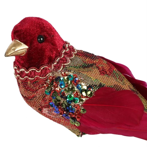 Leila Red Tapestry Clip on Christmas Bird