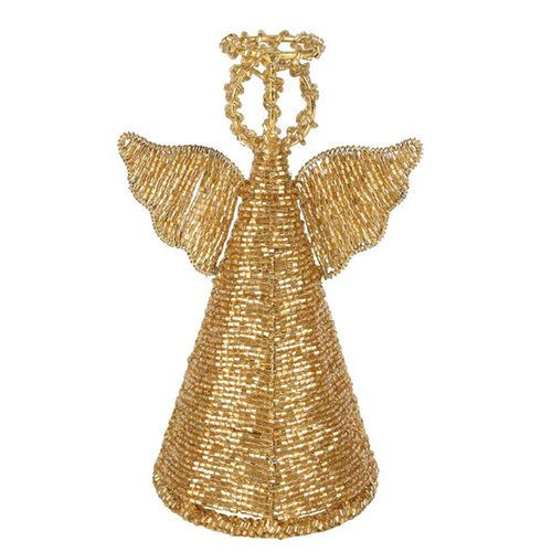  Bisoir  Gold Beaded Angel Tree Topper 17cm