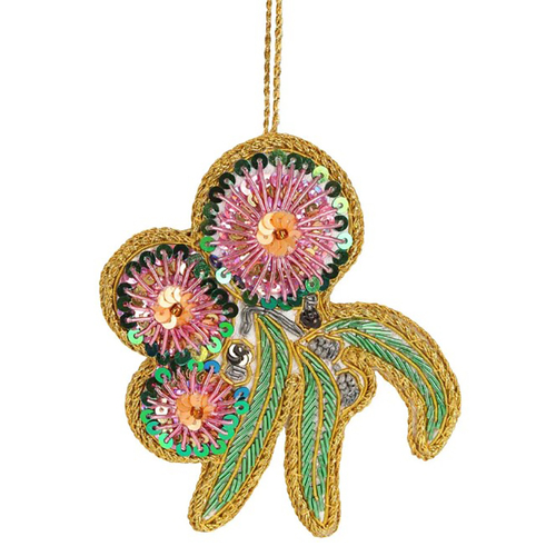 Sequin Australian Flowering Gumnut Hanging Christmas Decoration