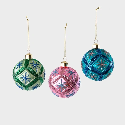 Carnivale Trio Glass Christmas Hanging Baubles