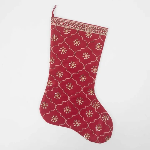 Meander Red Christmas Tree Stocking 