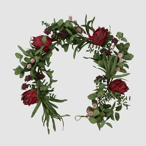Mixed Dusty Red  Native Protea Christmas Garland 190cm