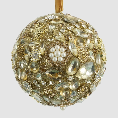 Oro Gem Gold Christmas Hanging Bauble 10cm