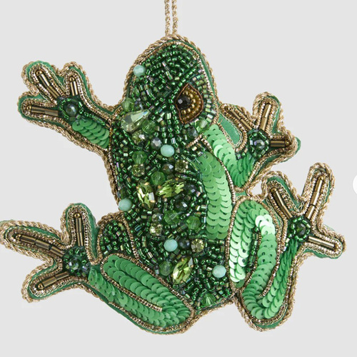 Green Tree Frog Sequin Hanging Christmas Decoration