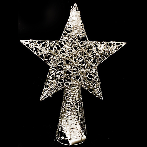 Tree Topper Glitter Silver with LEDs