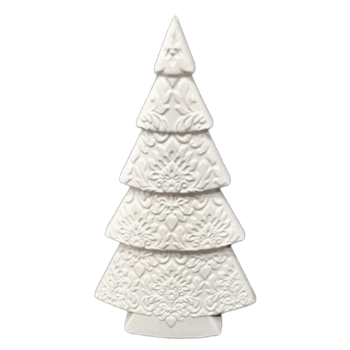 White Glazed Embossed Ceramic Table Tree 35cm