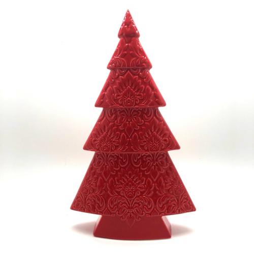 Red  Glazed Embossed Ceramic Table Tree 35cm