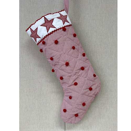 Red Striped  Large  Fabric Santa Stocking 55cm