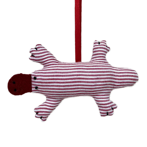 Red Stripe Platypus  Hanging Decoration 13cm