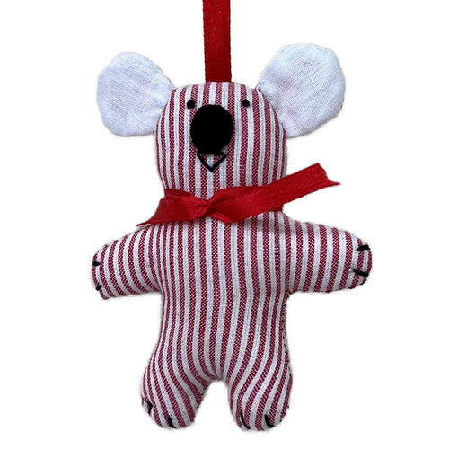 Red Striped Koala  Hanging Decoration 10cm