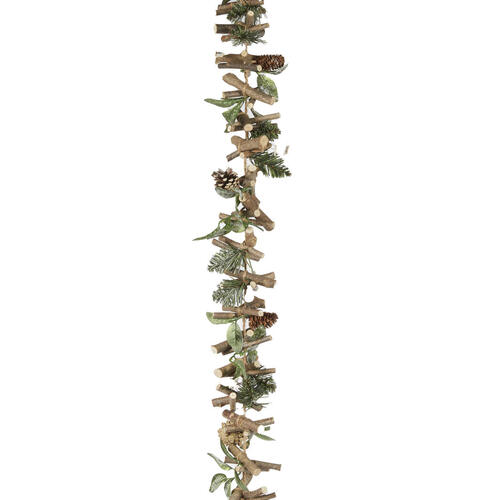 Woodland Ice Dusted Mixed Cone Garland 180cm