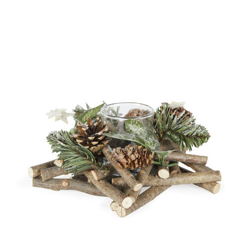 Woodland Mixed Cone 1 lite Tealight Holder 20cm