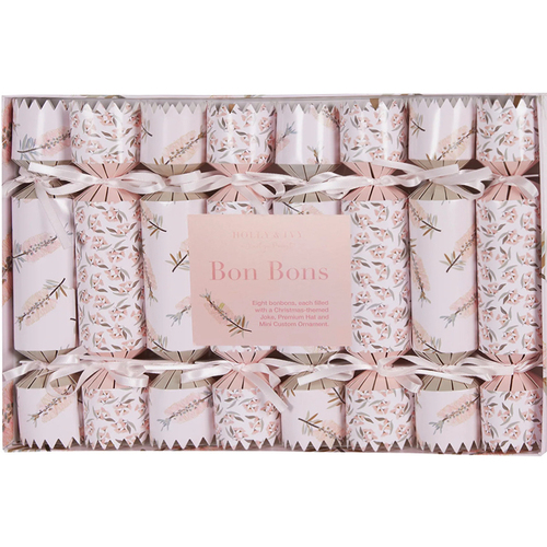Pink Flora Christmas Crackers 8pk